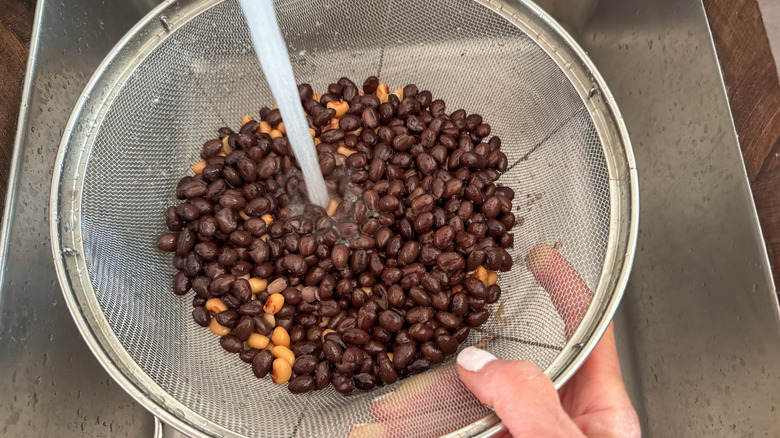 water running over beans