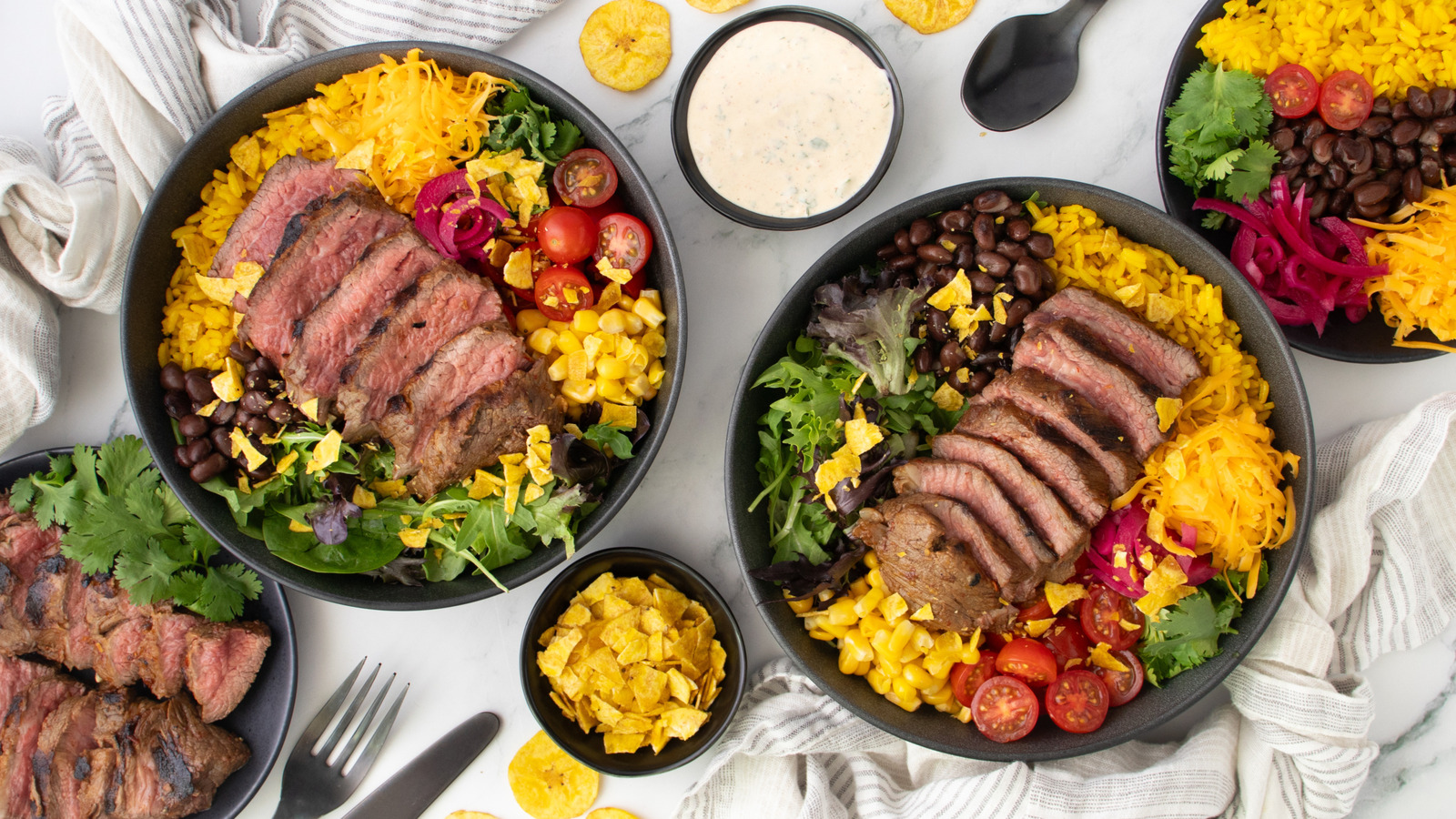 Rezept für Adobo Ranch Steak Taco Bowl