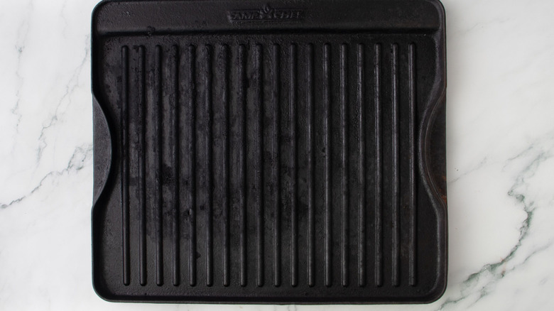 Grill pan sitting on countertop