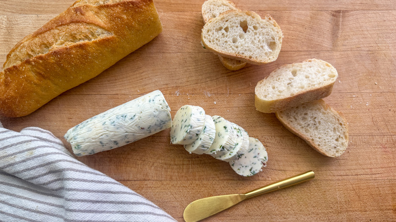 sliced butter on board