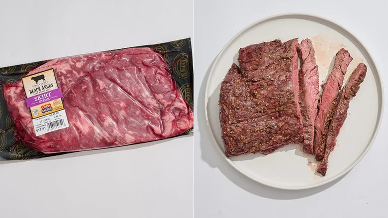 The Black Angus Skirt Steak from Aldi inside its package