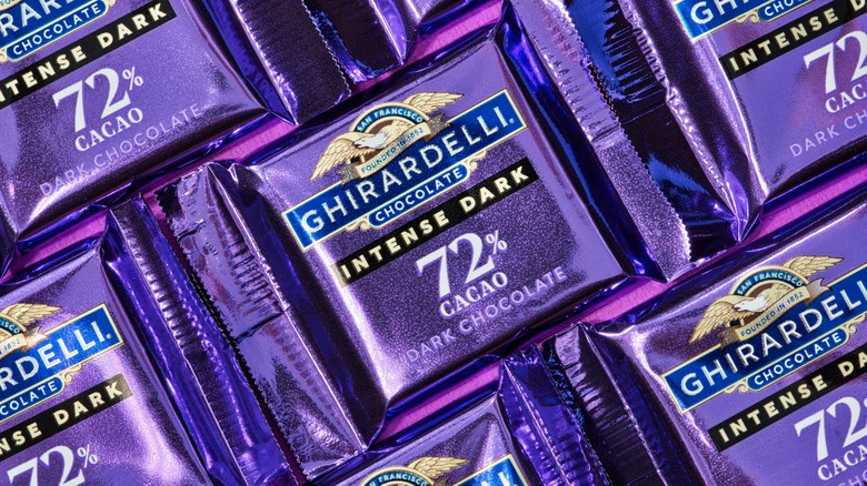 Squares of Ghirardelli dark chocolate
