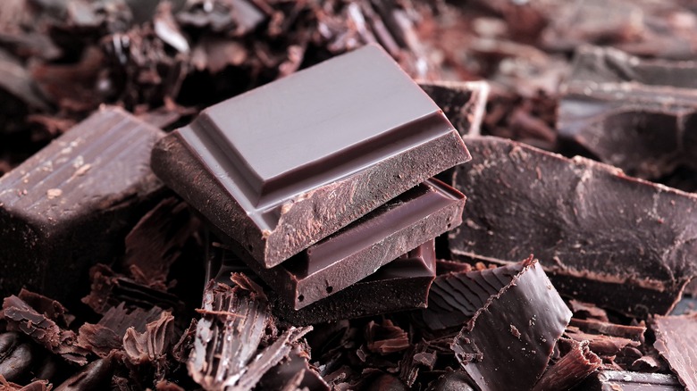 Unwrapped dark chocolate bar