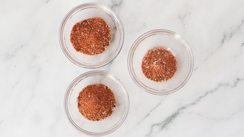 Seasoning divided into three bowls