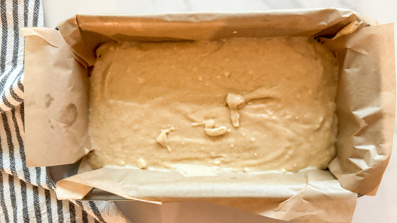 batter in loaf pan