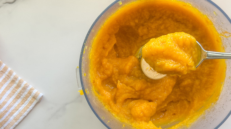 Pumpkin puree in food processor