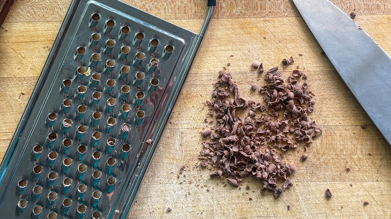 chocolate shavings on board