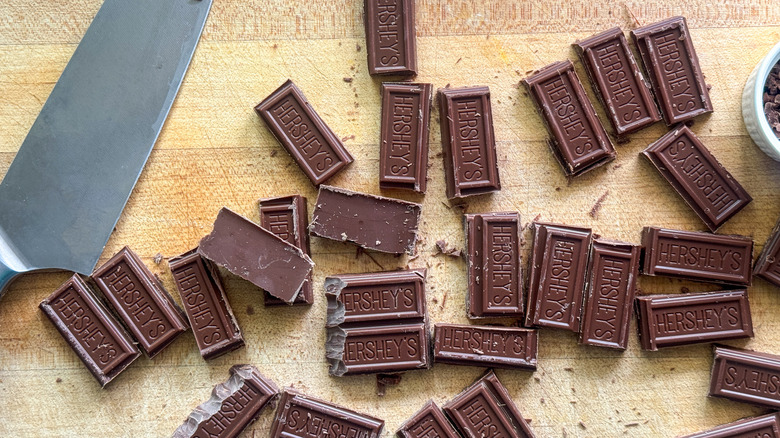 chocolate pieces on board