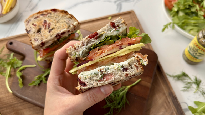 Smoked salmon sandwich