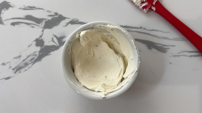 Cream cheese spread in bowl