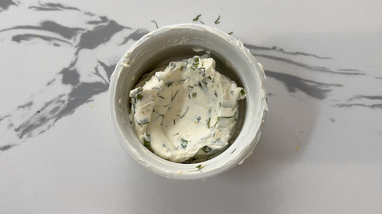Herbed cream cheese in bowl