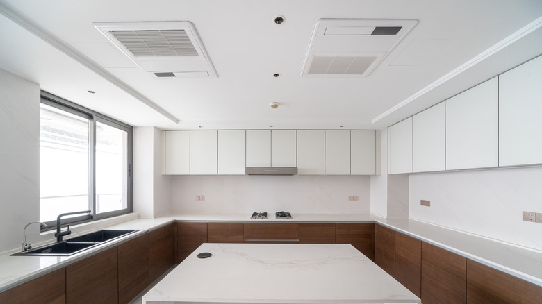 dropped ceiling with build-in kitchen lights