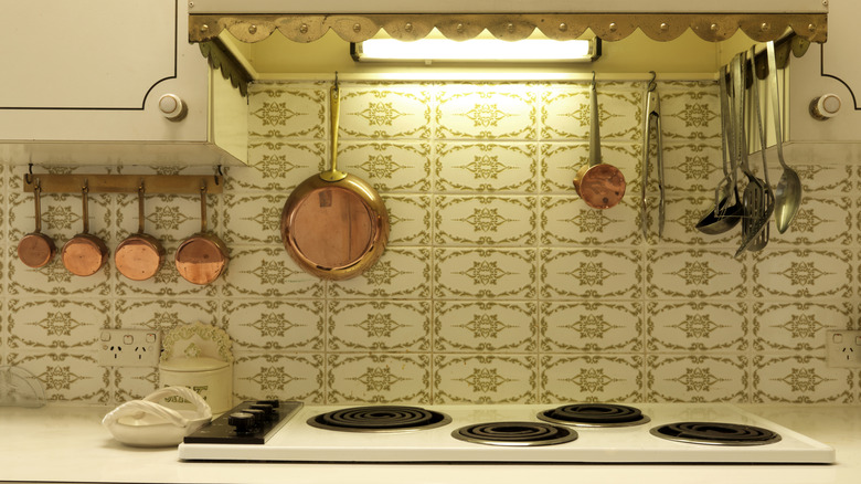fussy vintage accents in a dated kitchen