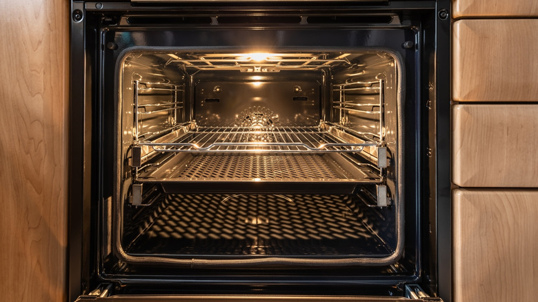 Clean empty oven with its door open