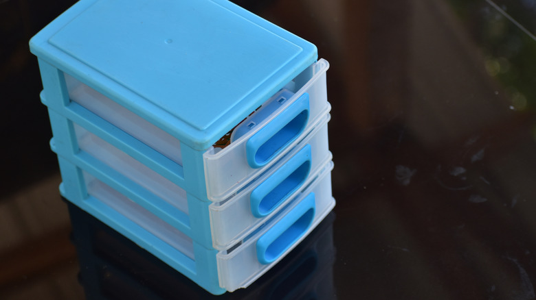 Photo of blue plastic storage containers