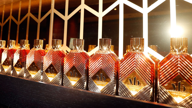 Row of Virginia Black Whiskey bottles