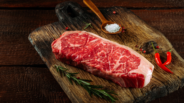 raw strip loin steak