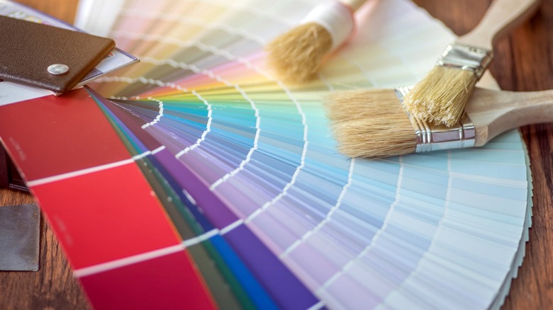 Brushes and paint swatches