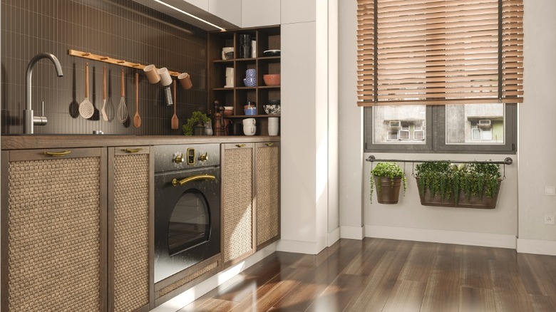 Neutral color scheme small apartment kitchen