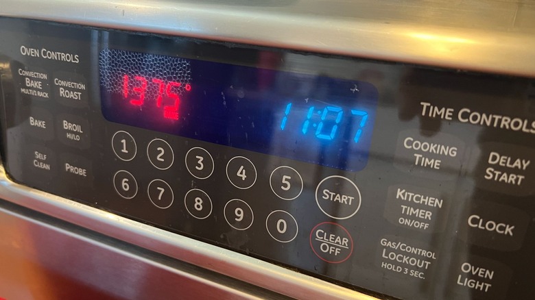 Oven temperature control panel