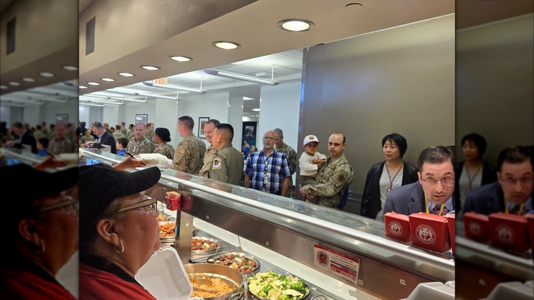 Photo of people waiting in line at the Panda Express Pentagon location