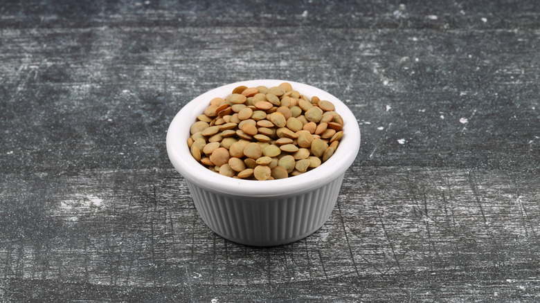 A small bowl of lentils.