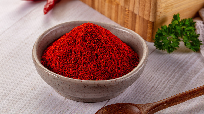 A big bowl of paprika.