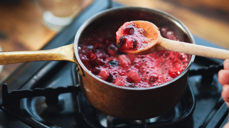 fruit cooking in pot 