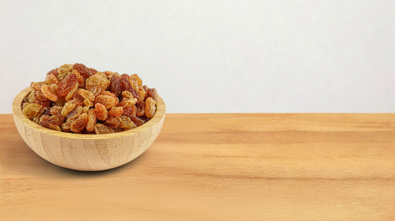 Bowl of golden raisins