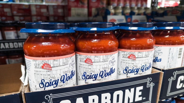 Bottles of Carbon Spicy Vodka Pasta Sauce