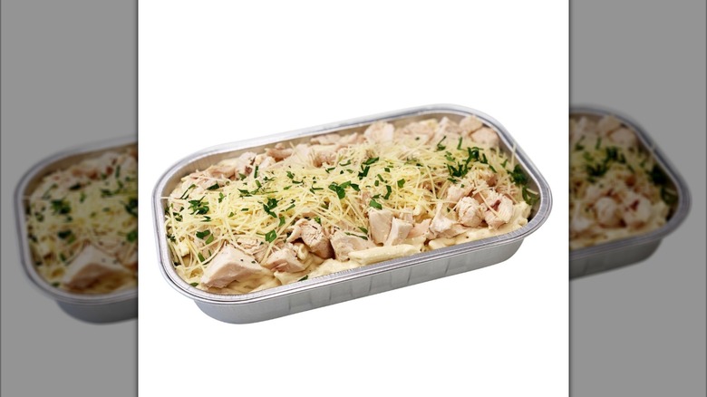 Pan of Kirkland Signature Chicken Alfredo with Penne Pasta