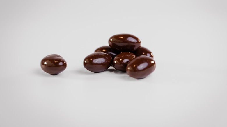 Shiny, chocolate-coated nuts