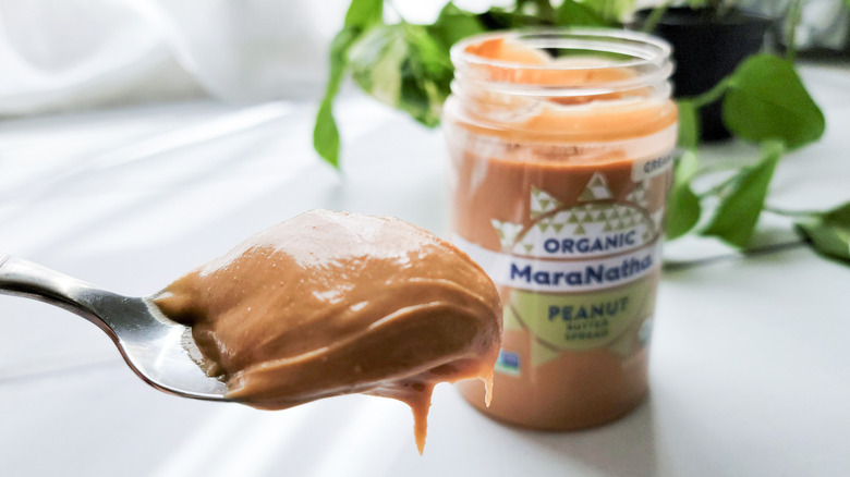 MaraNatha peanut butter on counter