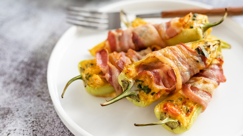 Bacon wrapped peppers