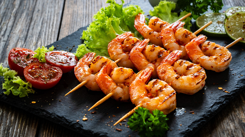 Grilled shrimp on skewers
