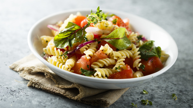 plate of pasta salad