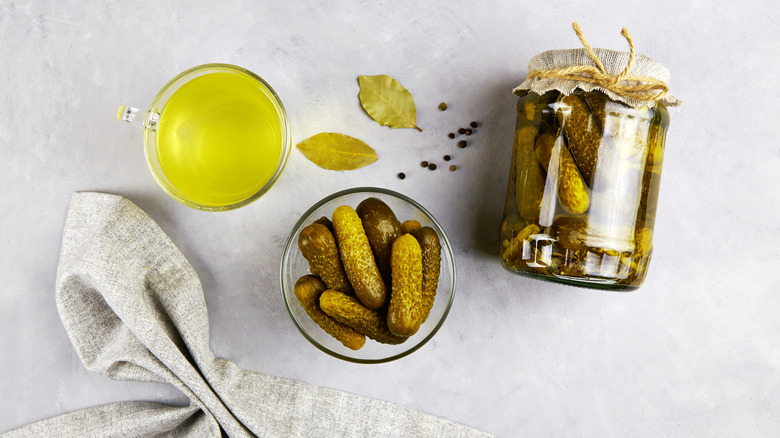 jar of pickles and pickle juice