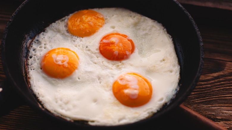 Fried eggs in a skillet