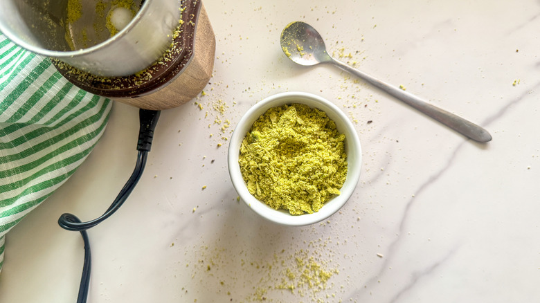 bowl of pistachio powder