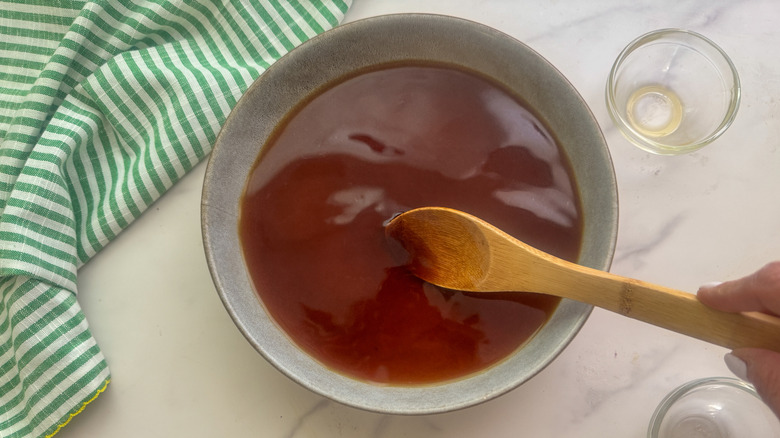 hand stirring espresso mixture