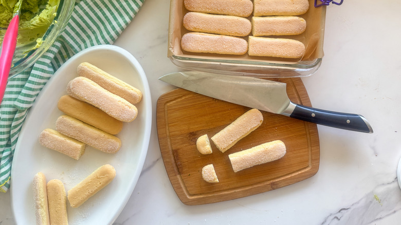 ladyfingers cut on board