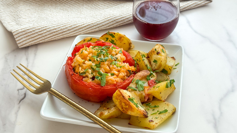 pomodori con riso on plate