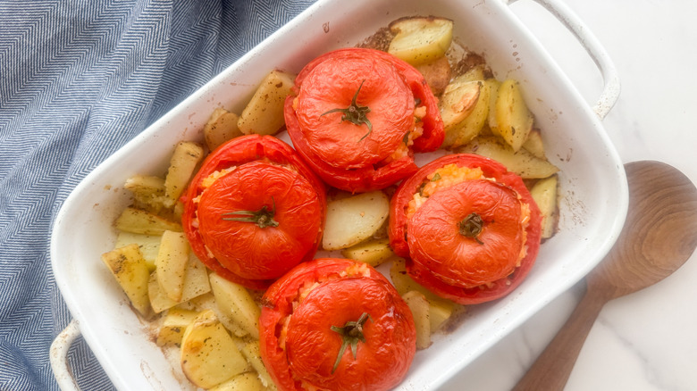 finshed pomordori in baking dish