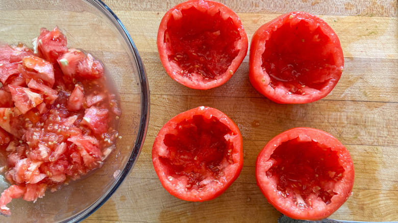 4 tomatoes halllowed out