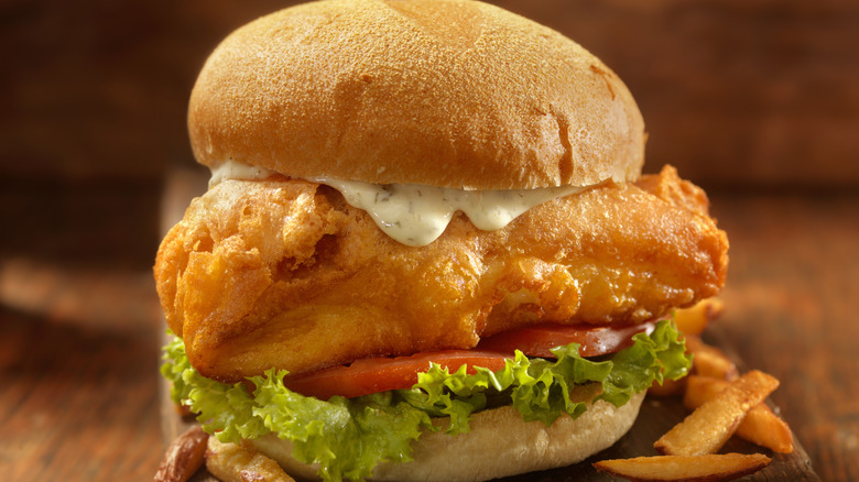 Beer battered fish sandwich