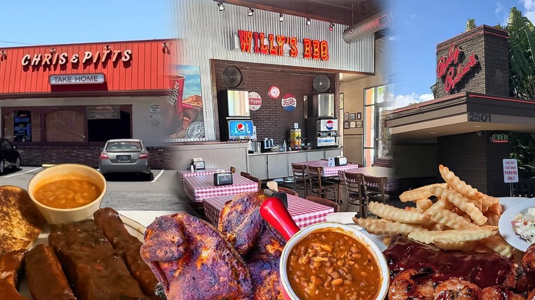 Collage of different barbecue restaurants