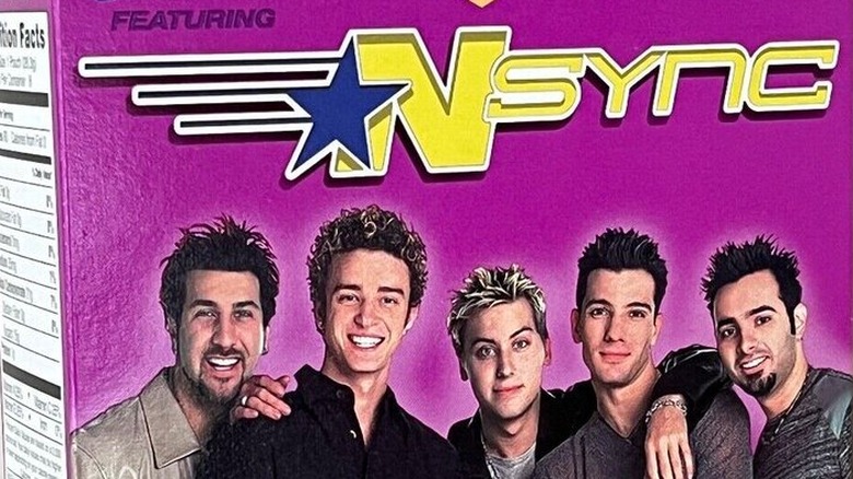 A purple box of Brach's fruit snacks with NSYNC band members