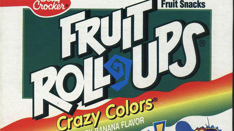 Close-up of box of Fruit Roll-ups Crazy Colors