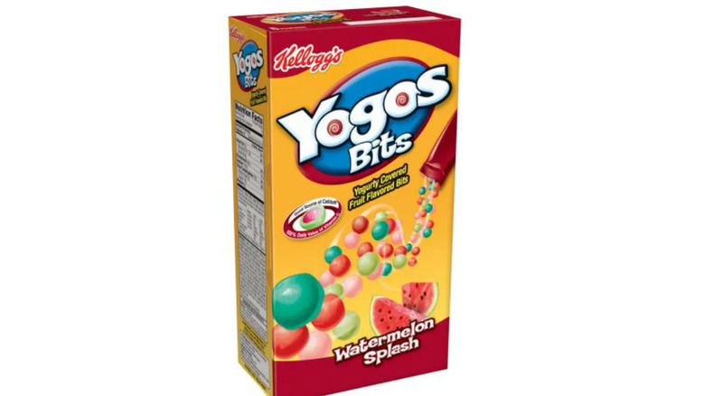 An orange-colored box of Yogos Bits