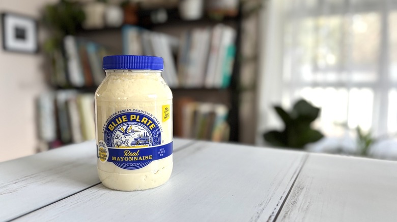 Blue Plate mayonnaise on table